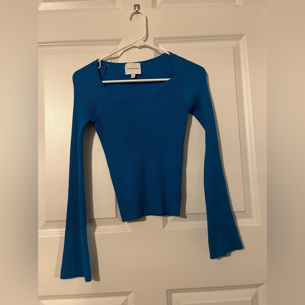 Pink Rose Ribbed Top - Size Small